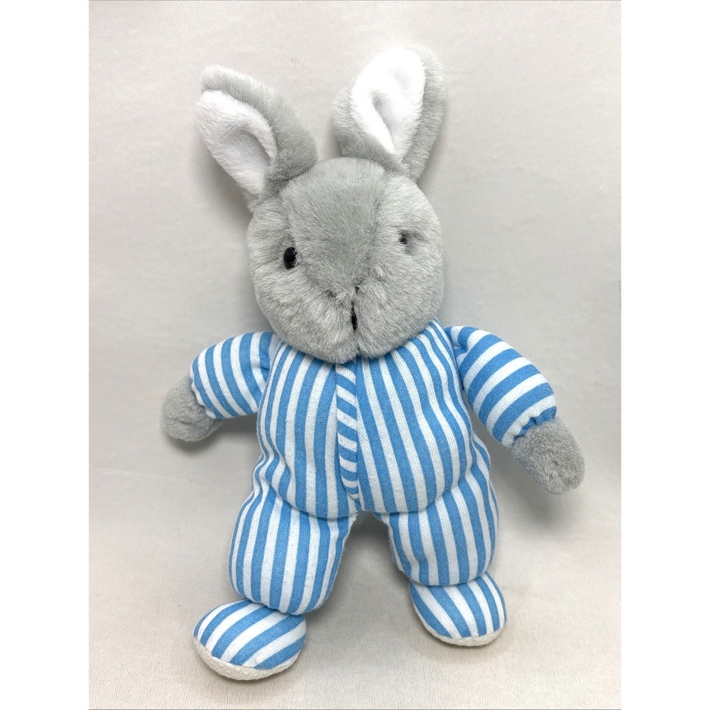 Eden Plush Bunny Rabbit Blue White Striped Pajamas Harper Collins 1996 Vtg 90s